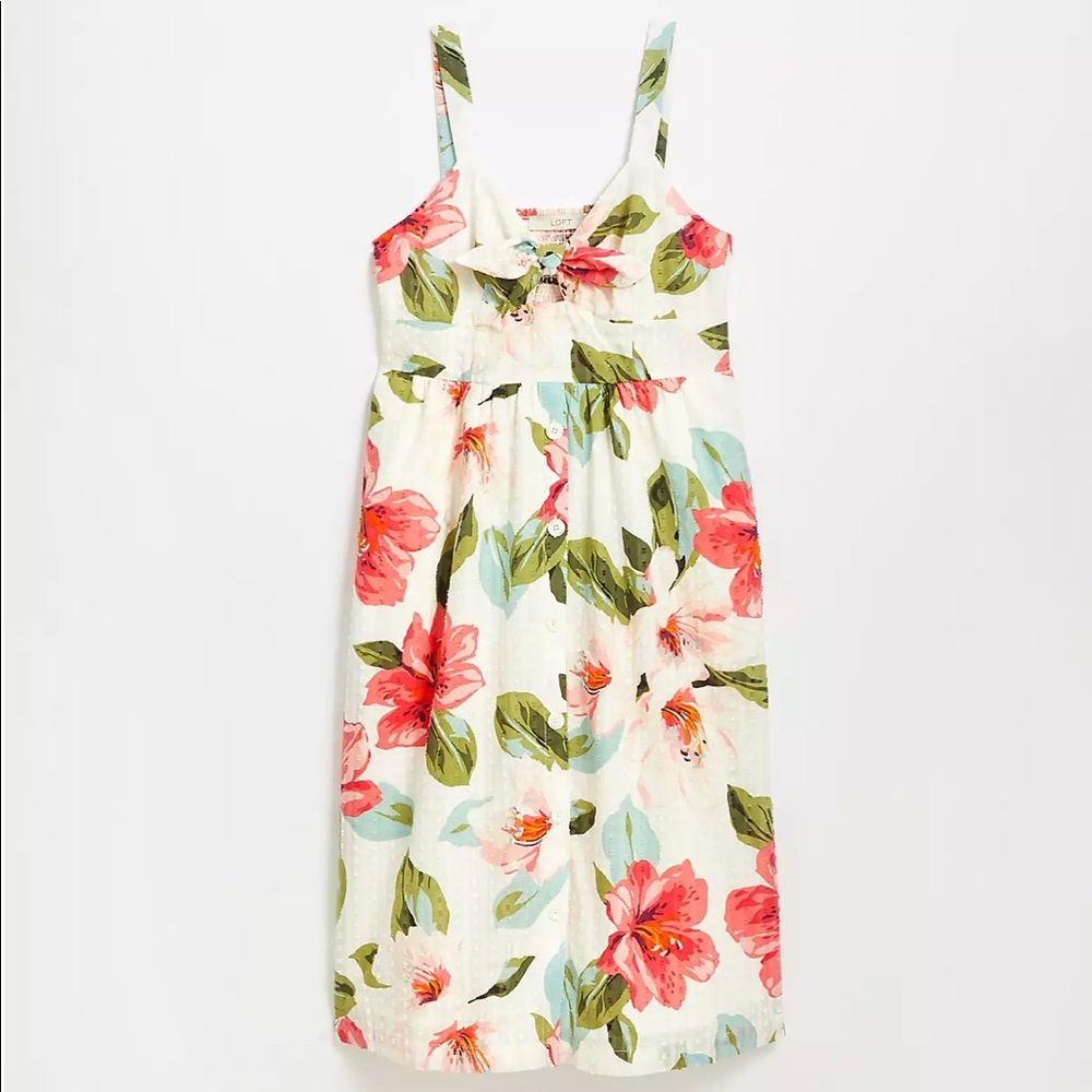 LOFT Bouquet Clip Tie Front Pocket Dress